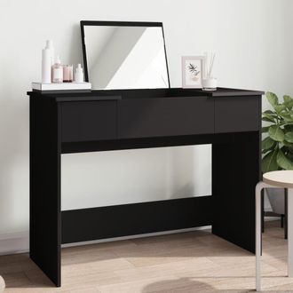 Berkfield Home Dressing Table with Mirror Black 100x45x76 cm | Size: 100 x 45 x 76 cm
