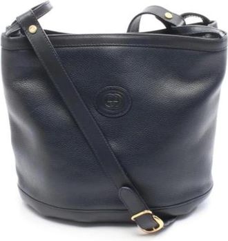 Gucci Pre-owned Leren Bucket Bag - Dames - Vintage Tas - Blauw - ONE Size - Leer - Vintage