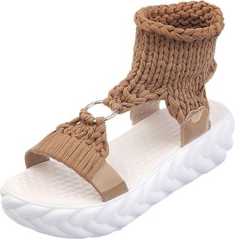 Generic Elevated Comfort Platform Sandals for Women Fashion Casual Outdoor Walking Footwear with Durable Sole Design (Brown, 5.5)