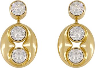 Amina Muaddi Gouden Iris Oorbellen met Witte Kristallen - Dames - Oorbellen - Geel - ONE Size - Accessoires