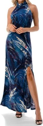 Ariella Halter Maxi W/ Slit In Blue