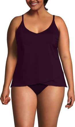 Lands End Tulip Hem Tankini Top in Dark Wine at Nordstrom, Size 1X