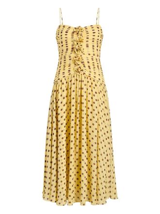 Cinq &agrave; Sept polka dot floral camille dress - women - Polyester - 12 - Yellow