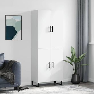 vidaXL Aparador Alto Madera Contrachapada Blanco 69,5x34x180 Cm Vidaxl