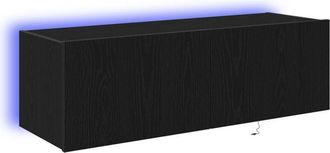 vidaXL Vidaxl - tv Wall Cabinet with led Lights Black Oak 100x35x31 cm