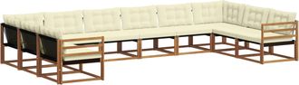 vidaXL Conjunto De Sof&aacute;s De Exterior 10 Uds. Natural Y Crema Vidaxl