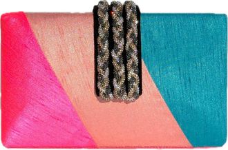 Simitri Diagonal Color Block Braided Fringe Clutch in Sorbet at Nordstrom
