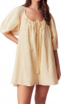 Peach Love California Eyelet Romper With Bows In Light Yellow