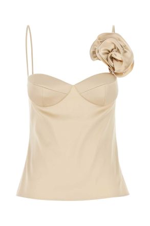 Magda Butrym Beige Stretch Satijnen Top