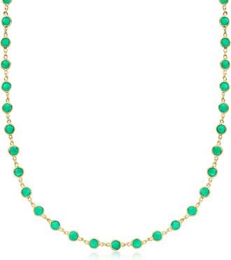 Ross-Simons Bezel-Set Emerald Necklace in 18kt Gold Over Sterling