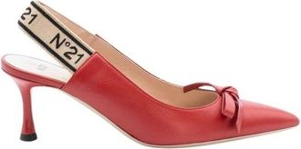 N&deg;21 Slingback met Strik - Dames - Pumps - Rood - 41 EU - Leer - Schoenen
