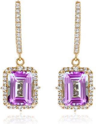 Suzy Levian Semiprecious Stone Halo Drop Earrings in Purple/yellow at Nordstrom Rack