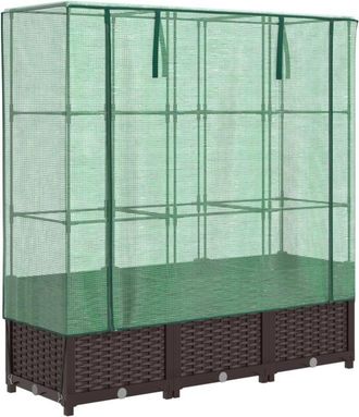 vidaXL Vidaxl - Arriate Con Cubierta Invernadero Aspecto Rat&aacute;n 120x40x138 Cm