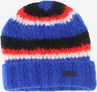 Saint Laurent Mens Multicolor Striped Beanie Alpaca Hat