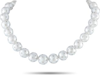 Luxury Bazaar 18K White Gold 3.0 ct Diamond and Pearls Necklace MF23-012326