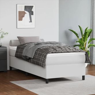 vidaXL Vidaxl - Cama Box Spring Con Colch&oacute;n Cuero Sint&eacute;tico Blanco 90x190 Cm