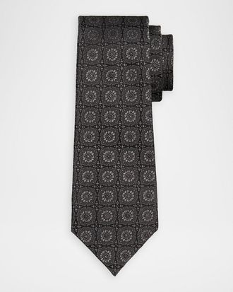 Kiton Men & apos;s Silk Floral Jacquard 7-Fold Tie
