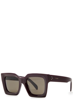 Celine Eyewear Triomphe Square-frame Womens Designer Sunglasses Brown - Brown Havana - One Size