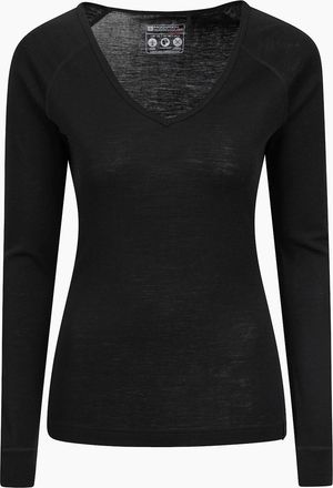 Mountain Warehouse Womens Mountain Warehouse Womens/Ladies Merino Wool V Neck Top - Black - Size: 14