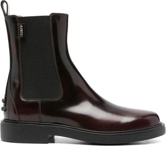 Tod's Stijlvolle Beatles Enkellaarzen - Dames - Chelseaboots - Rood - 38 EU - Schoenen