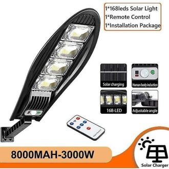 OEM Foco Solar Led Impermeable Para Pared De Jard&iacute;n, Luz Con Sensor De Movimiento, Panel Monocristalino, Bater&iacute;a De 8000 Mah, Modo De Control Remoto, 168 