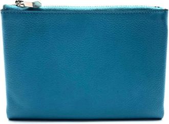 Herm&egrave;s Pre-owned Leather pouches - Dames - Vintage Clutch - Blauw - ONE Size - Vintage
