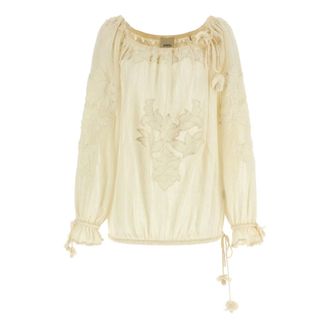 Isabel Marant Dalyna Cotton Mesh Blouse - female - Isabel Marant - Blouses - Beige - S - Blouses & Shirts