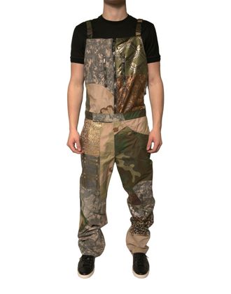 Dolce & Gabbana Mens Multicolor Patchwork Camouflage Overall Pants