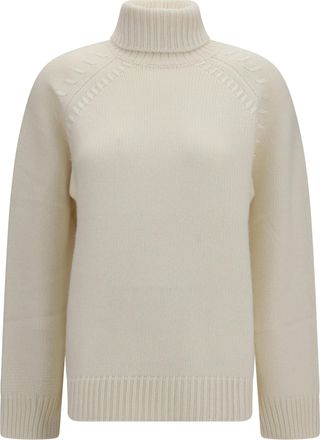 P.A.R.O.S.H. Womens Turtleneck Cashmere Sweater Cream (capra Hircus)