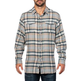 Burnside Plaid Flannel Shirt in Stone at Nordstrom Rack, Size Xx-Large