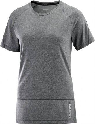 Salomon Womens Cross Run Short Sleeve Tee In Deep Black/heather
