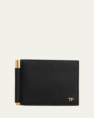 Tom Ford Mens Leather T-Line Money Clip Wallet