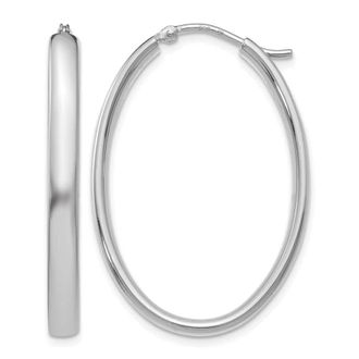 Diamond2Deal Sterling Silver Polished Oval Hoop Earrings