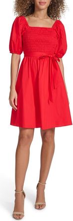 Kensie Puff Sleeve Cotton Dress in Red at Nordstrom Rack, Size 12