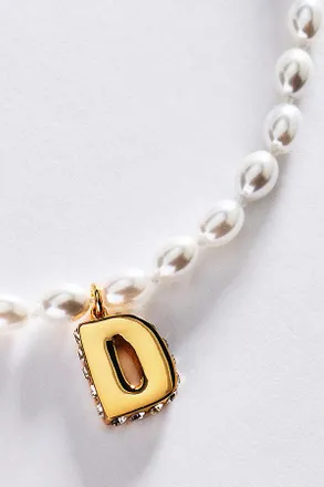 Anthropologie Pearl Initial Necklace