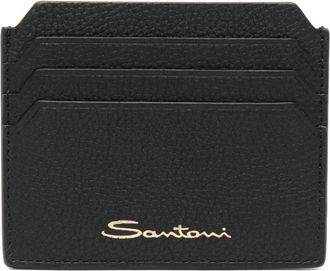 Santoni Tumbled Leather Kaarthouder - Dames - Portefeuilles - Zwart - ONE Size - Leer - Accessoires