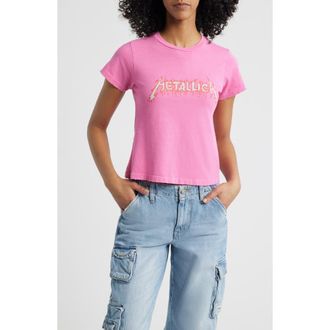 Daydreamer Metallica Flaming Sun Cotton Graphic T-Shirt ETALLICA FLAMING SUN VINTAGE in Classic Pink at Nordstrom, Size X-Small