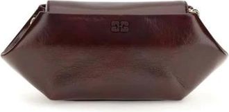 Ganni Geometrische Leren Schoudertas - Dames - Tassen - Rood - Maat: ONE Size Leer
