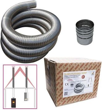 MBM Kit De Tubo De Acero Inoxidable 316 Flexible De 10 Metros De Di&aacute;metro Interno De 60 Mm Liso, Conforme A La Norma Ce En 1856-2, Conducto De Humos