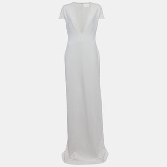 Solace London Cream Stretch Crepe Mason Maxi Dress