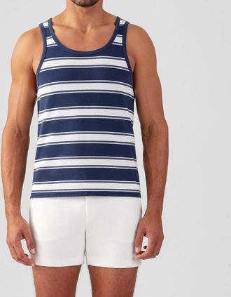 Ron Dorff Cotton Piqu&eacute; Tank Top In Deep Blue