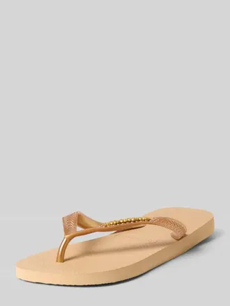 Havaianas Flip Flop mit Logo-Detail in Gold, Gr&ouml;&szlig;e 35/36