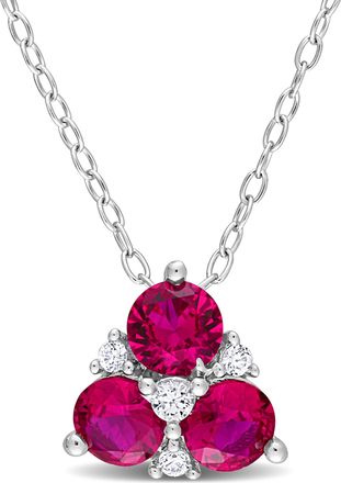 Mimi & Max 3-Stone Pendant with Chain in Sterling Silver