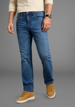 Arizona Straight-Jeans ARIZONA, Herren, Gr. 24, N + U Gr, mid blau used, Denim/Jeans, Obermaterial: 99% Baumwolle, 1% Elasthan, unifarben, straight fit lang, 