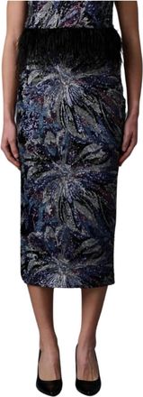 Le Superbe Floral Skirt In Midnight Abstract