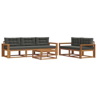 vidaXL Conjunto De Sof&aacute;s De Exterior 6 Pcs Natural Y Antracita Vidaxl