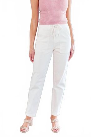 Judy Blue Womens High Rise Denim Drawstring Waistband Jogger In Ecru