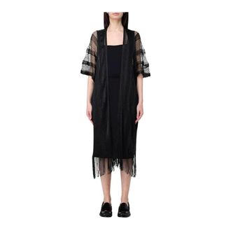 Liu Jo Cardigans, female, Black, ONE SIZE, OpenFront Fringe Cardigan