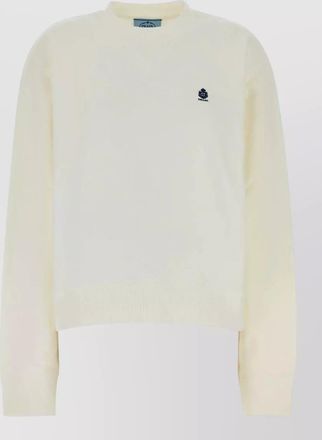Prada cotton crew neck sweatshirt ribbed hem cuffs