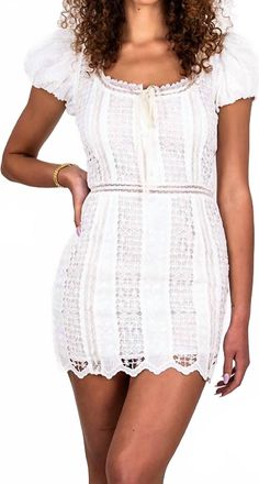 For Love & Lemons Tracey Mini Dress In White